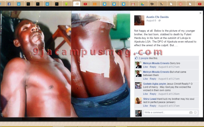 FB Man Stabbed to death by Fulani Herds Boy in Lokoja